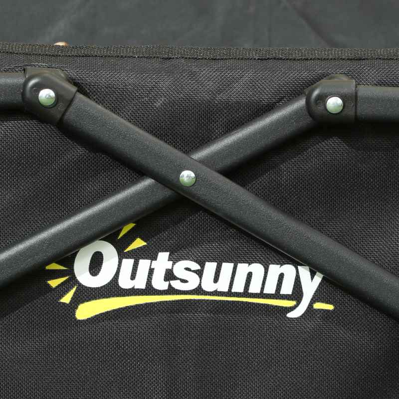 Outsunny 41L Festival Trolley on Wheels, Small Garden Folding Trolley Cart, 60kg Heavy Duty Collapsible Folding Wagon with Adjustable Handle and Carrying Bag for Beach, Camping, Festival, Black