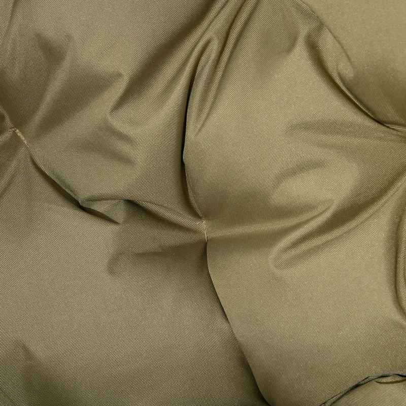 Outsunny Egg Chair Outdoor, 2 Seater Folding Weave Garden Furniture Chair with Cushion, Cup Pockets for Patio Balcony - Khaki