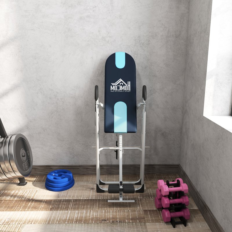 HOMCOM Foldable Gravity Inversion Table Back Therapy Home Fitness Bench Black