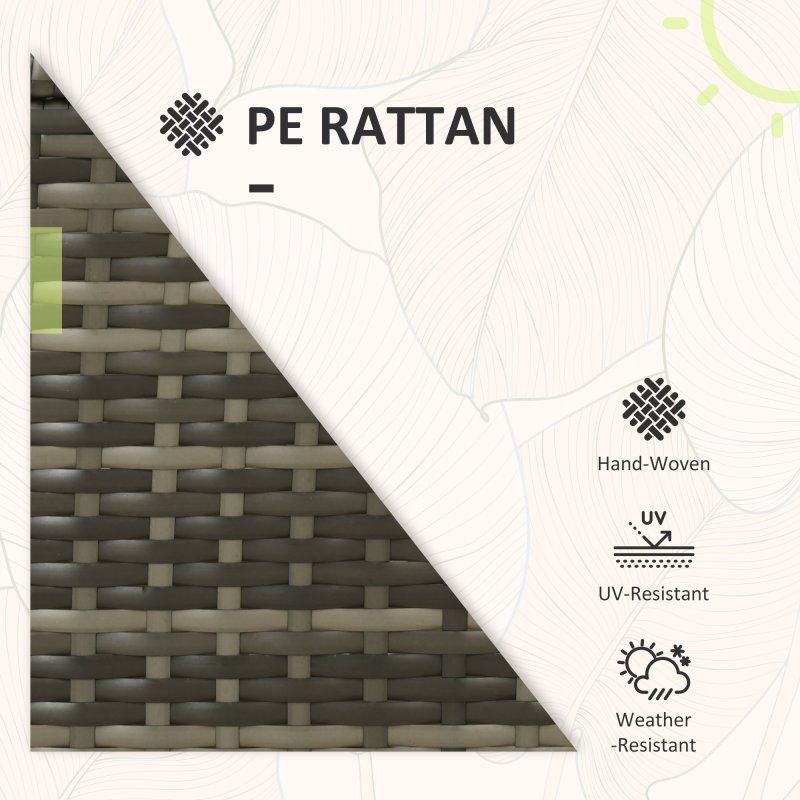 Outsunny 3 Pieces Garden Rattan Bistro Set with Adjustable Backrest, Balcony Conversation Furniture Set with 2 Armchairs Tempered Glass Coffee Table, Cushions, Storage Function - Mix-Grey