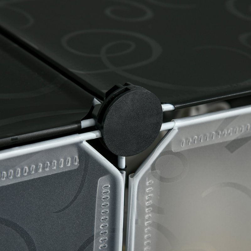 HOMCOM 6-Tier Shoe Rack Organiser, Stackable Storage Boxes with Doors, Shoe Storage Cabinet for Living Room, Entryway, Hallway, Black