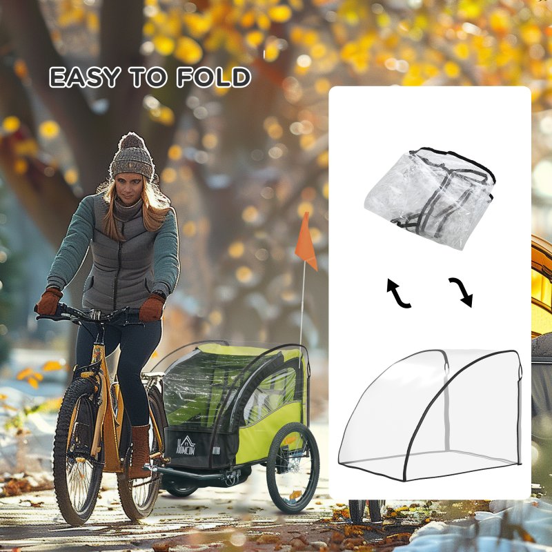 HOMCOM Baby Bike Trailer Cover, Waterproof Bicycle Trailer Storage Cover, Anti Dust Rain Snow, Cold Wind, 76 x 61 x 61 cm