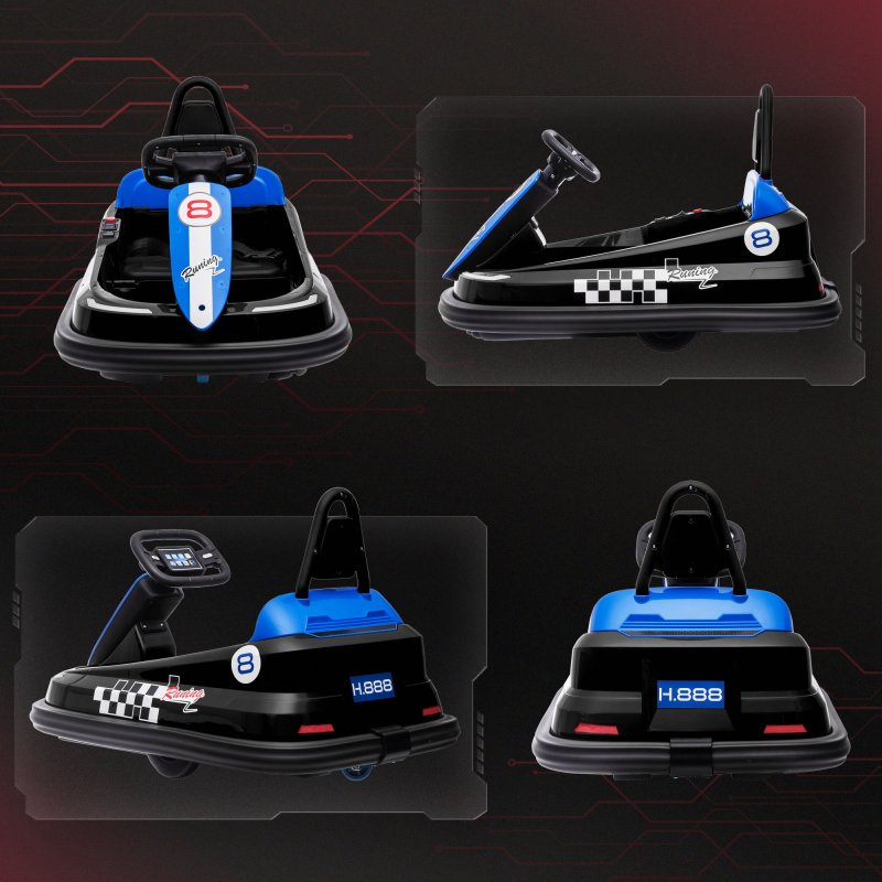 HOMCOM Kids Bumper Car 360° Rotation Spin Waltzer Car 6V Electric Ride On Car with Bumper Protector, 2 Speeds, Music, Lights for 18-48 Months - Black