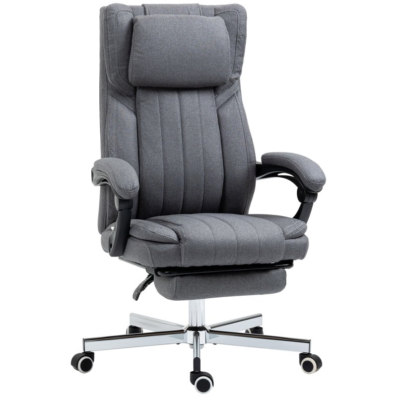 HOMCOM Executive Office Chair, High Back Computer Desk Chair with Adjustable Headrest, Footrest, Reclining Office Chair, Dark Grey