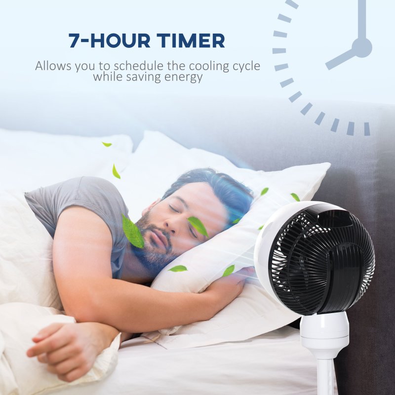 HOMCOM 9'' Air Circulator Fan 3 Speed 3 Mode, 70° Oscillation 90° Vertical Tilt, Remote Controller, for Living Room, Bedroom, Office, Black and White