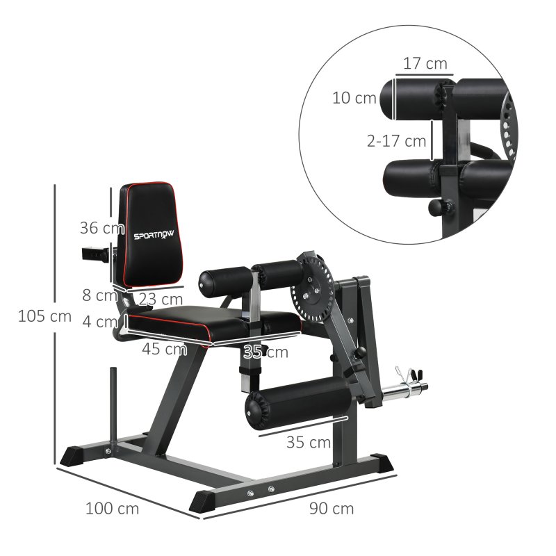 SPORTNOW Seated Leg Extension Machine, Adjustable Leg Raise Machine and Curl Machine with Plate Loaded for Hip, Thigh, Lower Body Workout