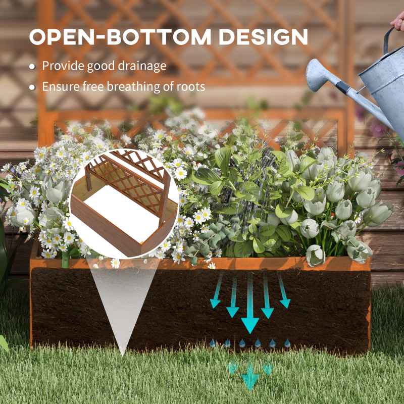 Outsunny Wood Planter with Trellis, Raised Garden Bed Privacy Screen Planter Box to Grow Vegetables, Herbs and Flowers for Garden, Patio, Deck, Orange
