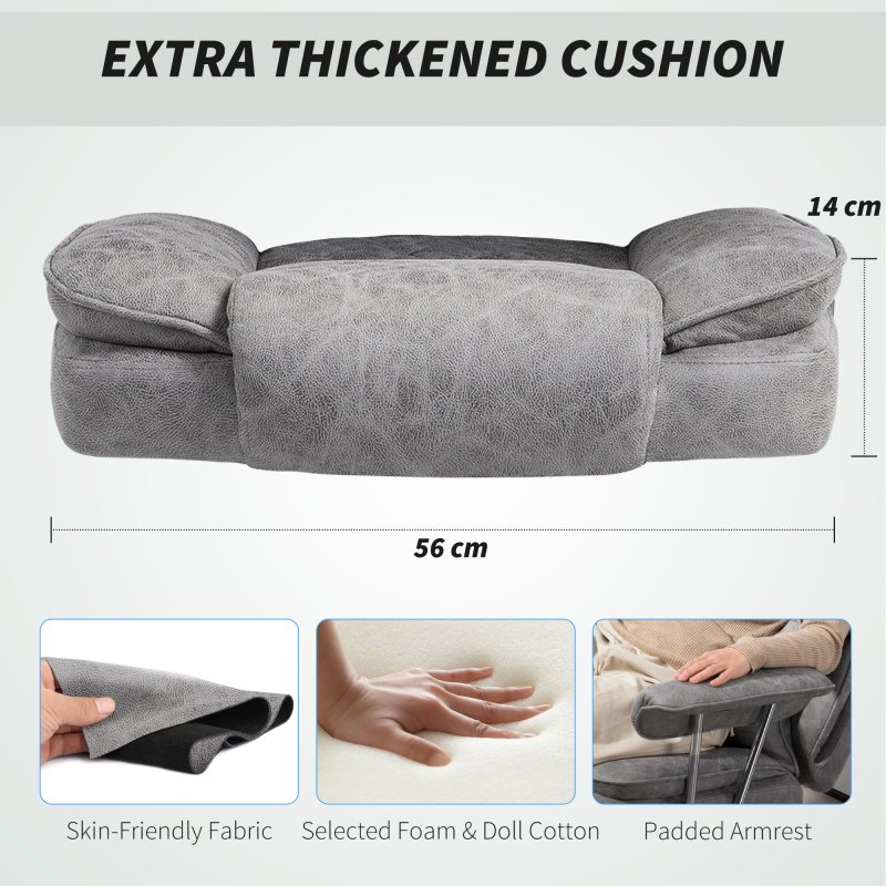 HOMCOM Executive Office Chair, Leathaire Reclining Computer Desk Chair with Lumbar Support Pillow, Built-in Headrest, High Back, Footrest, Silent Swivel Wheels, Armrest for Home, Grey