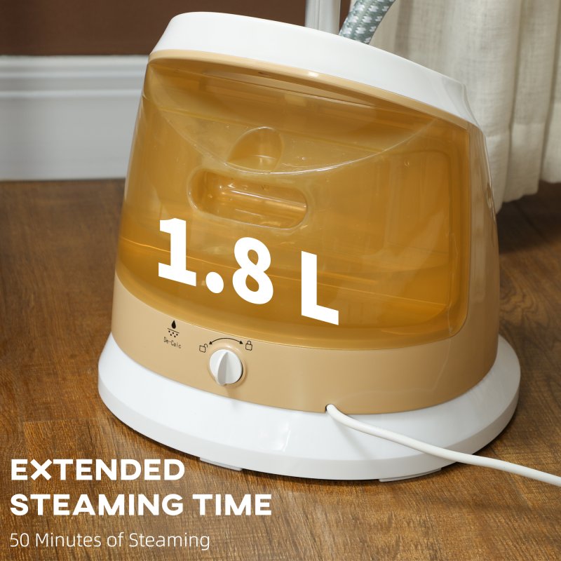 HOMCOM Clothes Steamer, Upright Garment Steamer Wrinkle Remover with Large 1.8L Water Tank, Adjustable Height, for Home Clothing, Curtains, Wedding Dresses, Silk, Sofa, Gold Tone