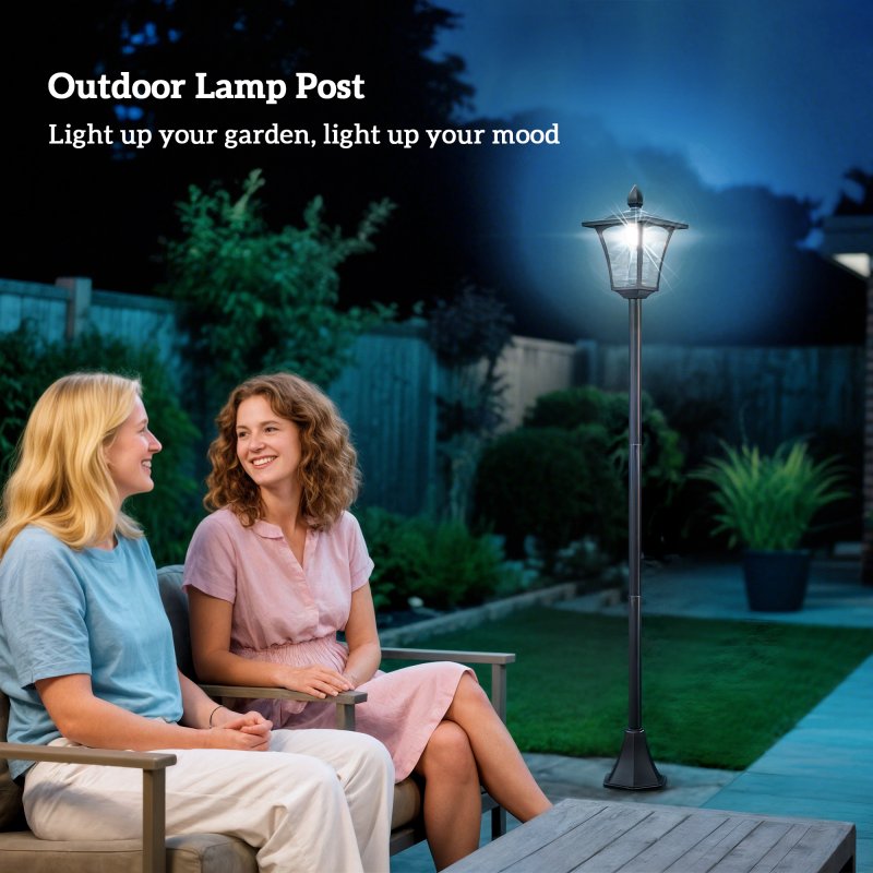 Outsunny Outdoor Garden Solar Post Lamp Sensor Dimmable LED Lantern Bollard Pathway 1.6M Tall - Black