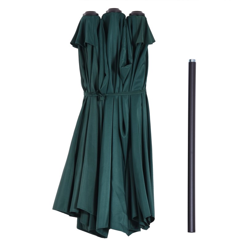 Outsunny 4.6m Large Garden Parasol Double-Sided Sun Umbrella Patio Market Canopy Shade Outdoor Dark Green - NO BASE