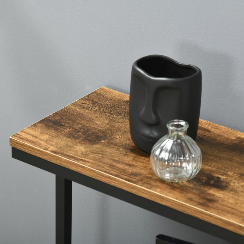 HOMCOM Computer Desk with Bookshelf, Industrial Writing Table with 6 Tier Storage Shelves for Home Office, Bedroom, Study, 150 x 55 x 138cm, Rustic Brown