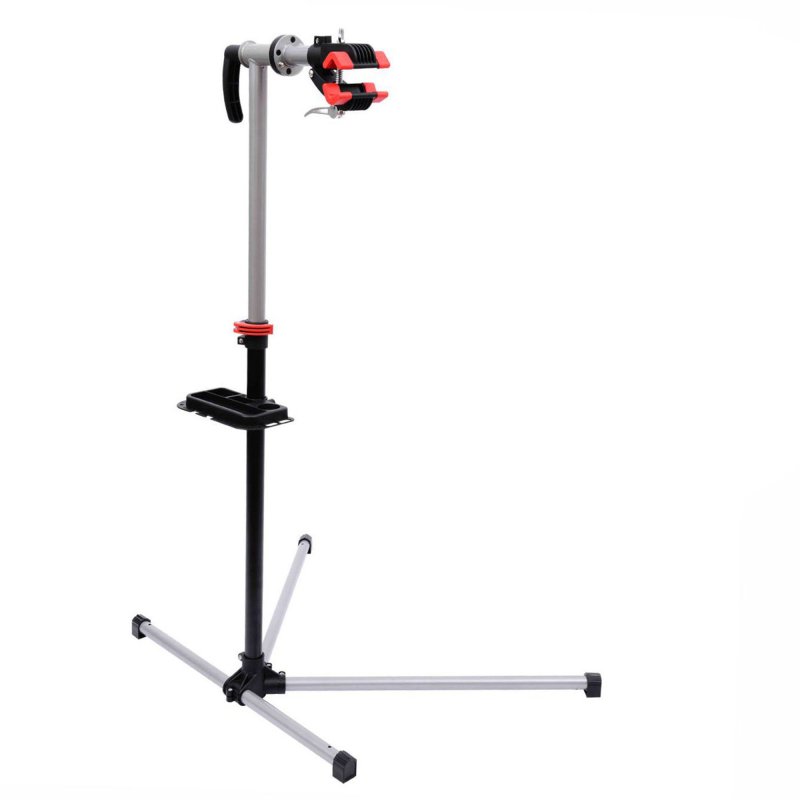 HOMCOM Bike Repair Stand Workstation, Bicycle Maintenance Workstand, Height Adjustable, with Tool Tray & 360 Rotating Adjustable Clamp for Home Mechanic Workshop