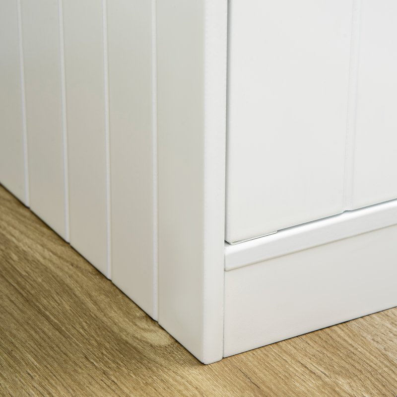 PawHut Raised Dog Bowls for Large Dogs Pet Feeding Station w/ Stand, Storage, Two Stainless Steel Bowls - White