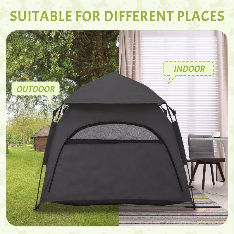 PawHut Foldable Dog Cat Tent, Portable Pet Playpen with Water-Resistant Oxford Cloth, Carry Bag, Exercise Tent for Extra Large Dog, Cat, Indoor Outdoor Use, Charcoal Grey
