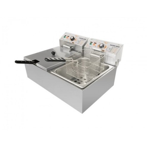 Stainless Steel Desk Top Double Tank Electric Commercial Deep Fat Fryer 