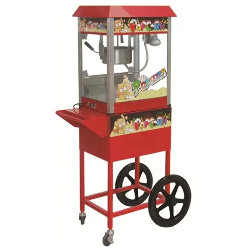 Old Fashioned Cinema Popcorn Machine with Cart – 8oz Deeper Pan, 230V / 1.3kW Concession Stand