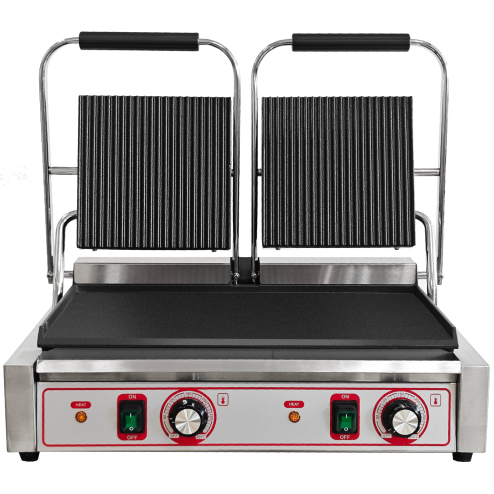 New Electric Ribbed & Flat Double Sided Plates Panini Sandwich Toaster Machine