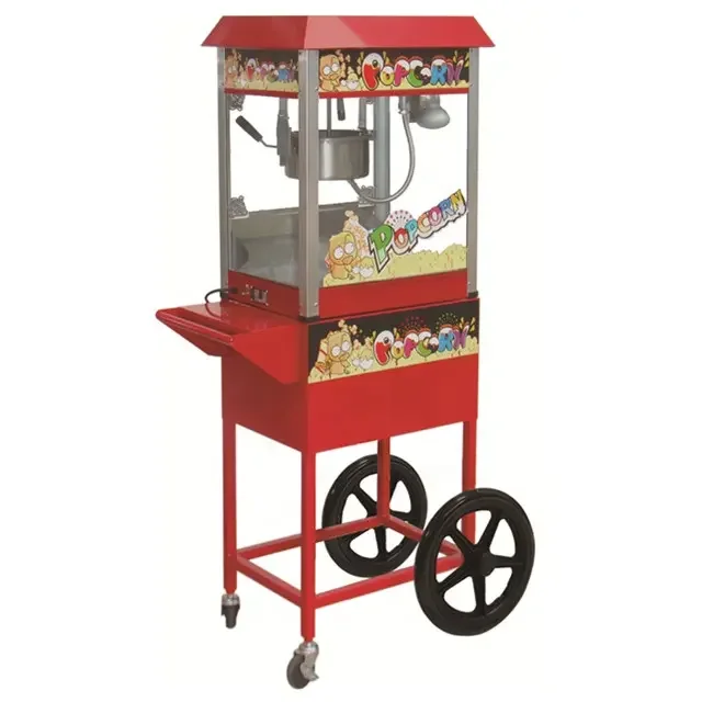 Old Fashioned Cinema Popcorn Machine with Cart – 8oz Deeper Pan, 230V / 1.3kW Concession Stand