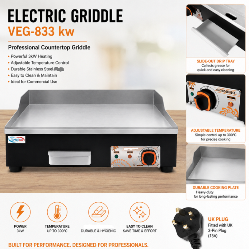 Commercial Electric Griddle Hotplate Countertop BBQ Grill 55cm