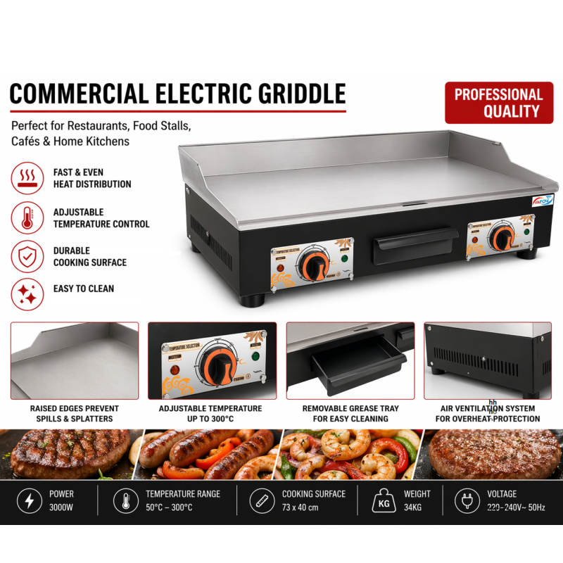 Electric Griddle Hot Plate Counter Top Commercial Large 73 cm 