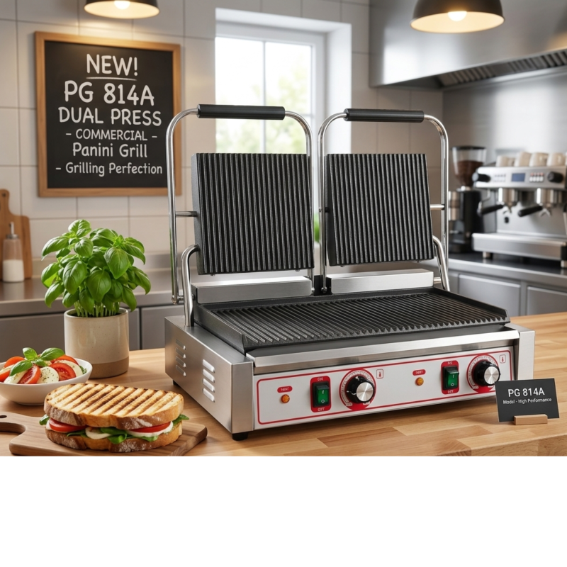Commercial Electric Double Sided Twin Contact Grill Panini Maker Machine