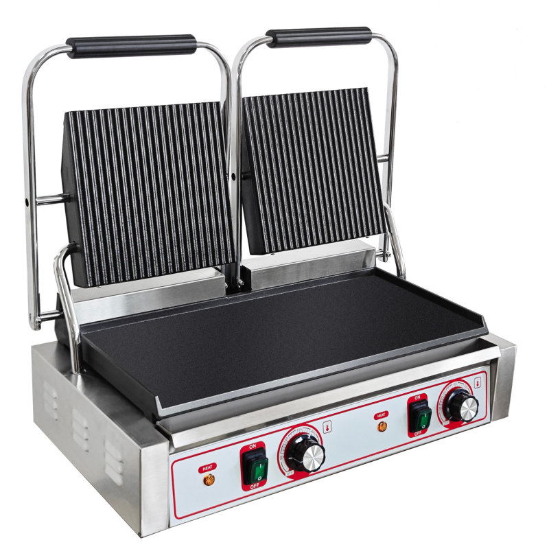 New Electric Ribbed & Flat Double Sided Plates Panini Sandwich Toaster Machine