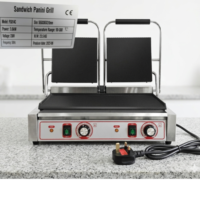 Commercial Double Contact Grill Panini Press Sandwich Grill Flat