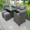 RATTAN WICKER CONSERVATORY OUTDOOR GARDEN FURNITURE DINING SET CORNER SOFA TABLE GREY