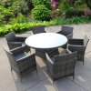 BISTRO 6 SIX SEATER DINING RATTAN WICKER GARDEN DINING OUTDOOR TABLE AND CHAIRS FURNITURE PATIO GREY
