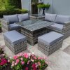 RATTAN RAISING TABLE WICKER CONSERVATORY OUTDOOR GARDEN FURNITURE CORNER COFFEE TABLE DINING GREY