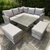RATTAN CORNER RAISING TABLE DINING COFFEE WICKER GARDEN OUTDOOR FURNITURE GREY