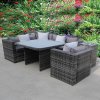 RATTAN DINING GARDEN WICKER OUTDOOR CONSERVATORY CORNER SOFA FURNITURE SET CUBE GREY