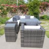  RATTAN DINING GARDEN WICKER OUTDOOR CONSERVATORY CORNER SOFA FURNITURE SET CUBE GREY
