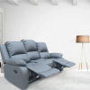 RECLINER GREY SOFA SET SUITES SETTEE GREY LEATHER 1 2 3 SEATER ARMCHAIR FAUX LEATHER (Grey 3-2-1 sofa set)