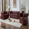 CHESTERFIELD OX RED FAUX LEATHER SOFA SET SUITES SETTEE 3 2 1 SEATER ARMCHAIR BROWN