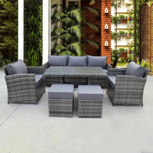 RATTAN WICKER CONSERVATORY OUTDOOR GARDEN FURNITURE DINING SET CORNER SOFA TABLE 