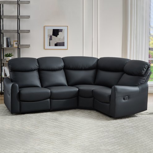 RECLINER BLACK CORNER SOFA SUITES SETTEE SEATER ARMCHAIR FAUX LEATHER