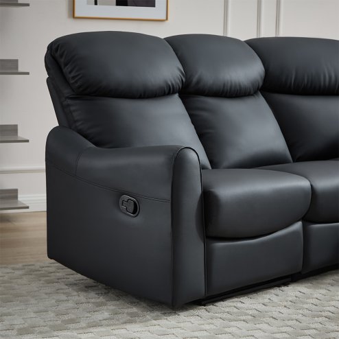 RECLINER BLACK CORNER SOFA SUITES SETTEE SEATER ARMCHAIR FAUX LEATHER