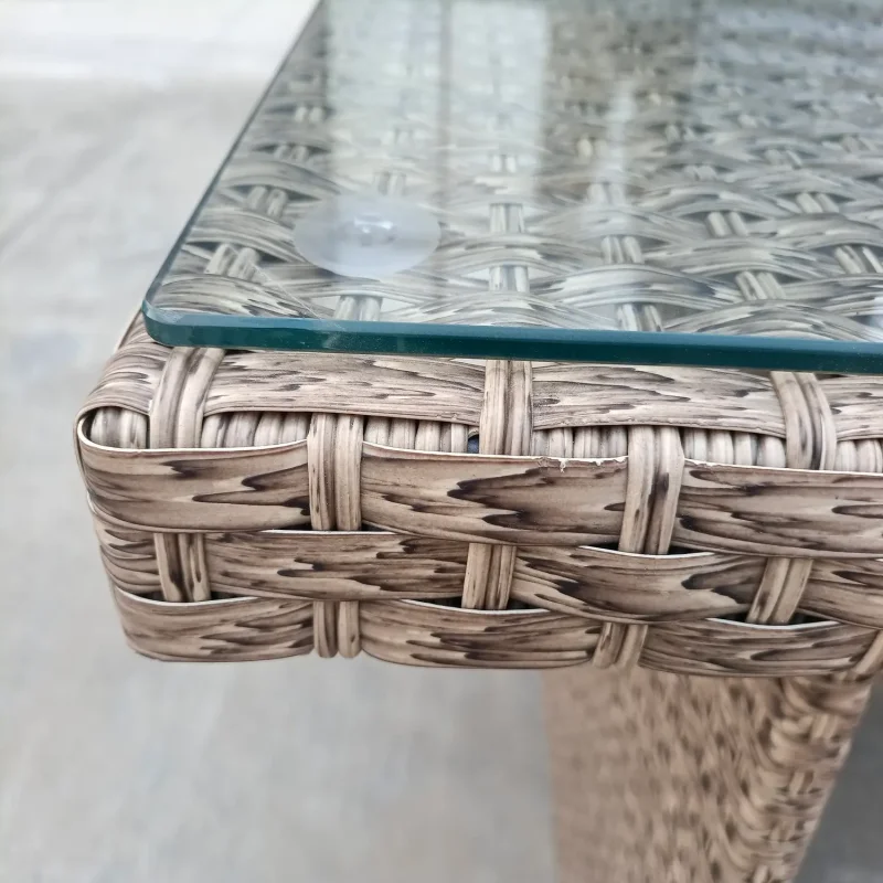 RATTAN WICKER CONSERVATORY OUTDOOR GARDEN FURNITURE DINING SET CORNER SOFA TABLE BEIGE NAURTUAL GREY