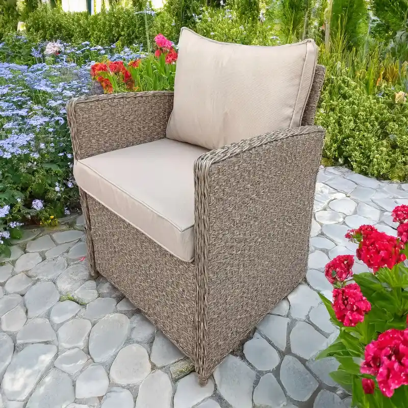 RATTAN WICKER CONSERVATORY OUTDOOR GARDEN FURNITURE DINING SET CORNER SOFA TABLE BEIGE NAURTUAL GREY