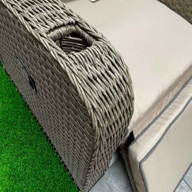 RATTAN RECLINER CHAIR SEAT WICKER GARDEN OUTDOOR SUN LOUNGER FURNITURE PATIO GREY