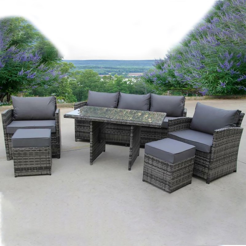 RATTAN WICKER CONSERVATORY OUTDOOR GARDEN FURNITURE DINING SET CORNER SOFA TABLE 