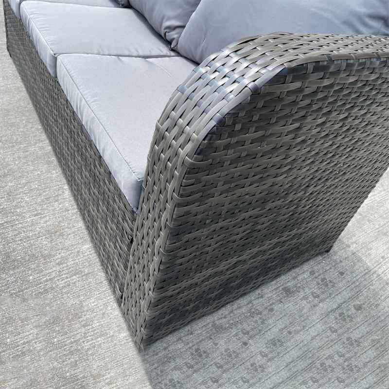 RECLINER RECLINE COFFEE TABLE STOOLS SUN BED RATTAN WICKER CONSERVATORY OUTDOOR GARDEN FURNITURE SET CORNER SOFA GREY