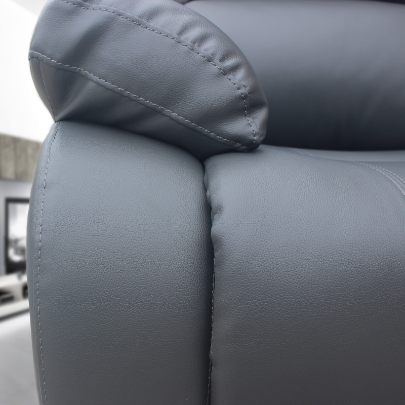 RECLINER GREY SOFA ARMCHAIR SINGLE SET SUITES SETTEE GREY FAUX LEATHER 1 ONE SINGLE SOFA SEATER ARMCHAIR