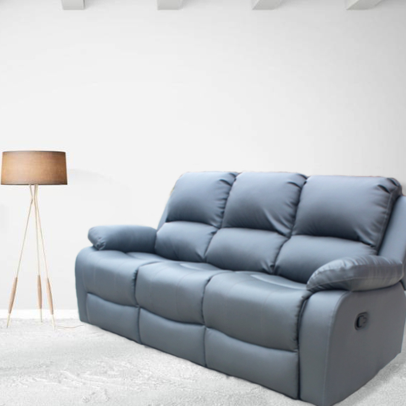 THREE SEATER 3 RECLINER GREY SOFA SET SUITES SETTEE GREY LEATHER 3 SEATER ARMCHAIR FAUX LEATHER