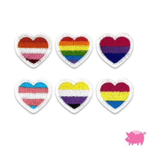 LGBT Pride Flag Hearts Mini Iron-On Embroidery Patches Pack of 20