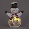 Christmas 20 cm White Wooden Snowman & Winter Scene (Santa & rendeer) Battery Operated