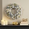 Christmas 50cm Imperial Snowy Green Wreath With Warm White LEDs