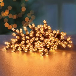 Christmas String Lights 1000 Vintage Gold leds & 100m long - Battery Operated With Timer and Multi Function (Indoor or Outdoor)